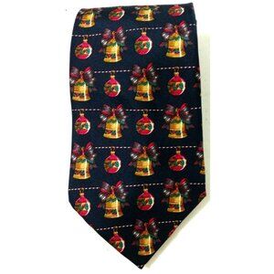American Traditions Christmas Bells Ornaments Necktie Navy Blue Holiday Gag Gift